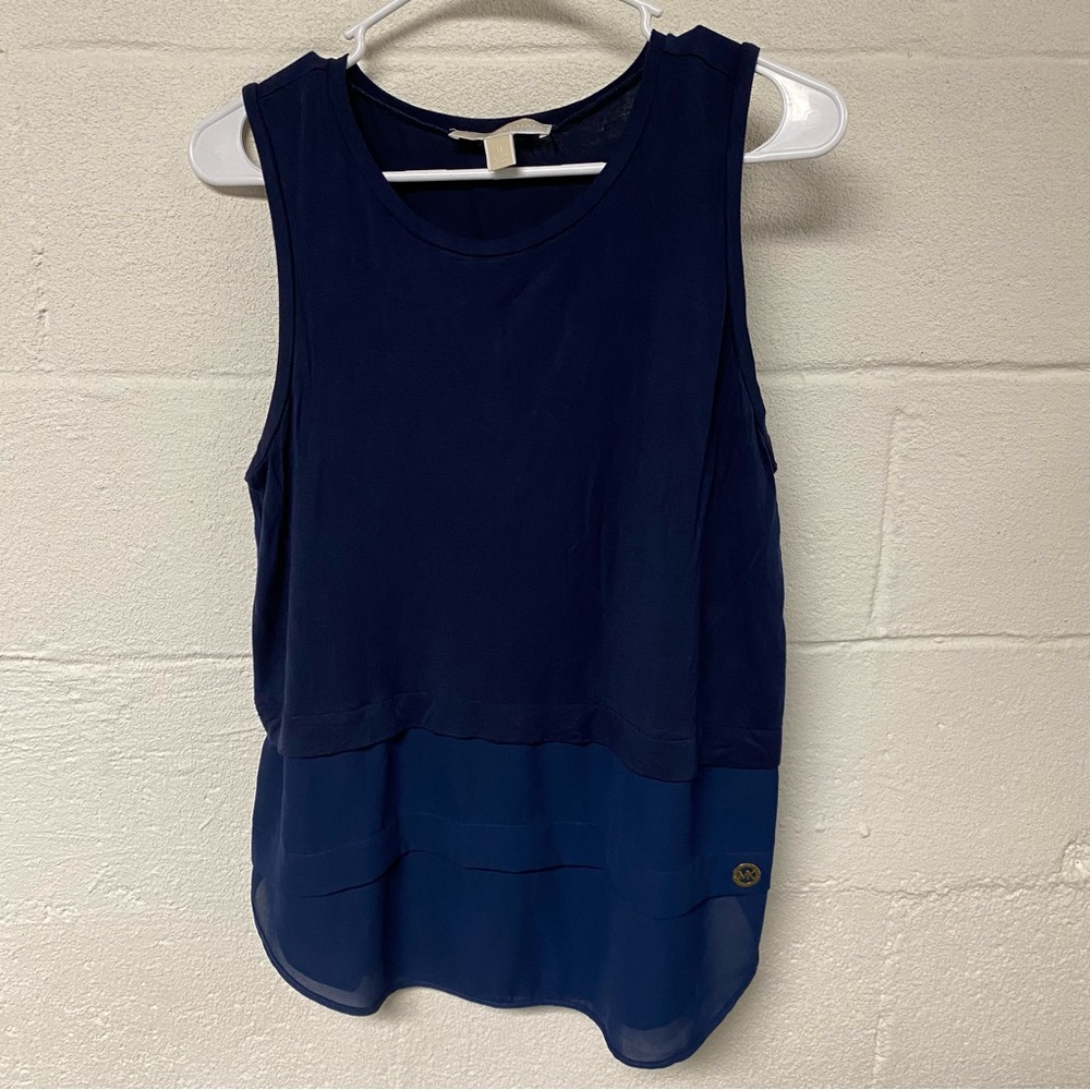 MICHAEL Michael Kors Women’s Blue Sleeveless Tank Top with Color-Block Design